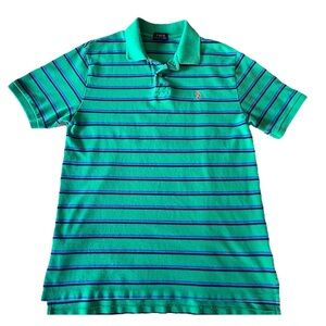 Vintage Ralph Lauren Rugby Polo Shirt Boys XL 18-20 Youth Preppy Striped Cotton
